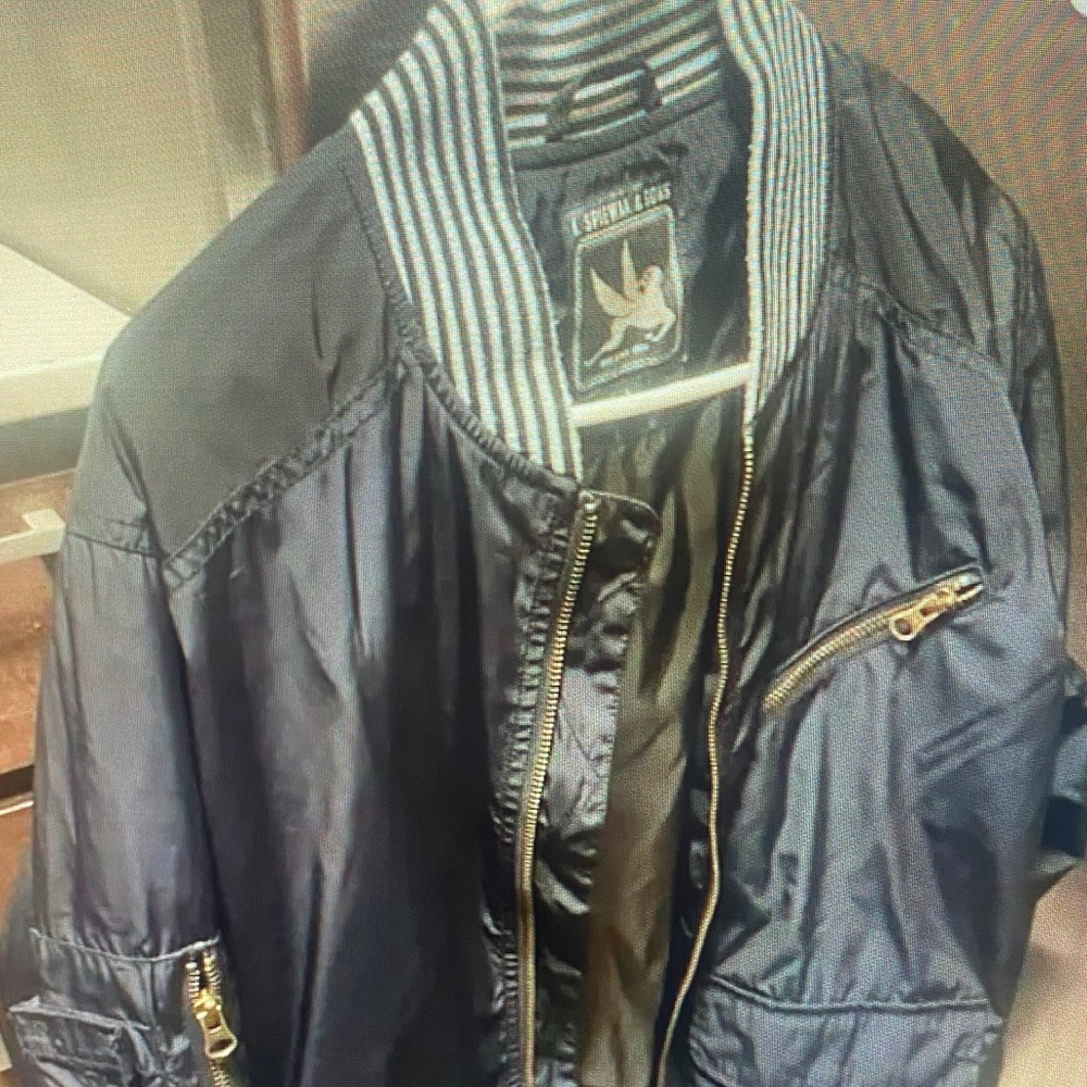 Alpha Industries Black Bomber Jacket with Gold Accents